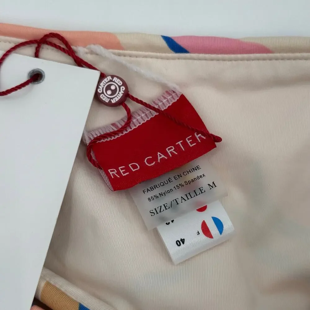 Red Carter Bikini Bottoms Size Medium Tropical Leaf Print HighRise Moonstone NWT
